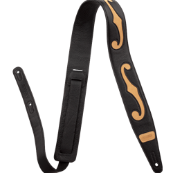 Gretsch® F-Holes Leather Strap, Black and Tan, 3"