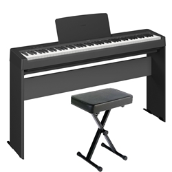 Yamaha P143LXB Digital Piano Bundle  with L-100B Stand, PKBB1 Bench and Sustain foot switch